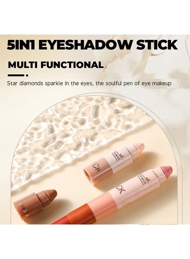 DIMSHOW Eye Shadow Stick-Multi Functional 4 Colors Shadow Stick and Highlighter Makeup 4 in 1 Long Lasting Eyeshadow Pencil - Image 3